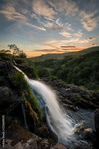 Loup of Fintry waterfall at sunset