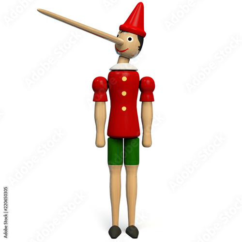 Pinocchio Toy Doll Isolated on White