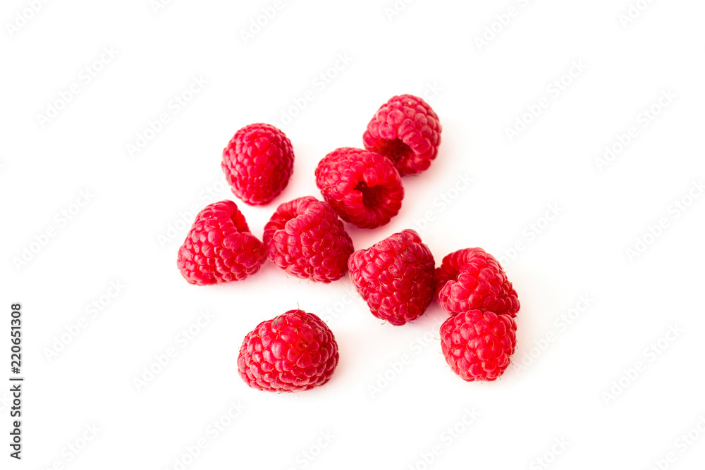 berries raspberries on a white background.