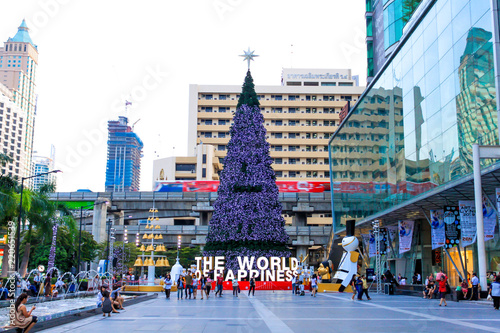 Bangkok, Thailand - November 15, 2009;  Big christmas tree front of centralworld at November 04, 2009