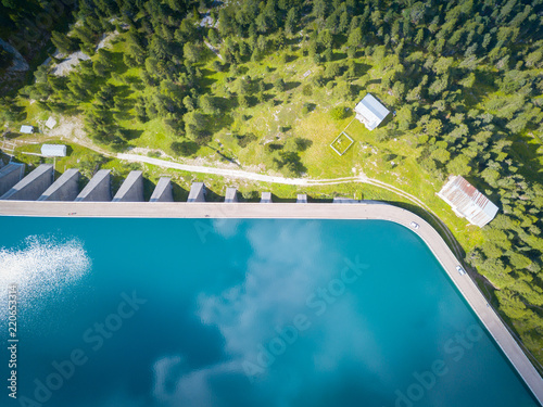 Aerial view of Fedaia lake