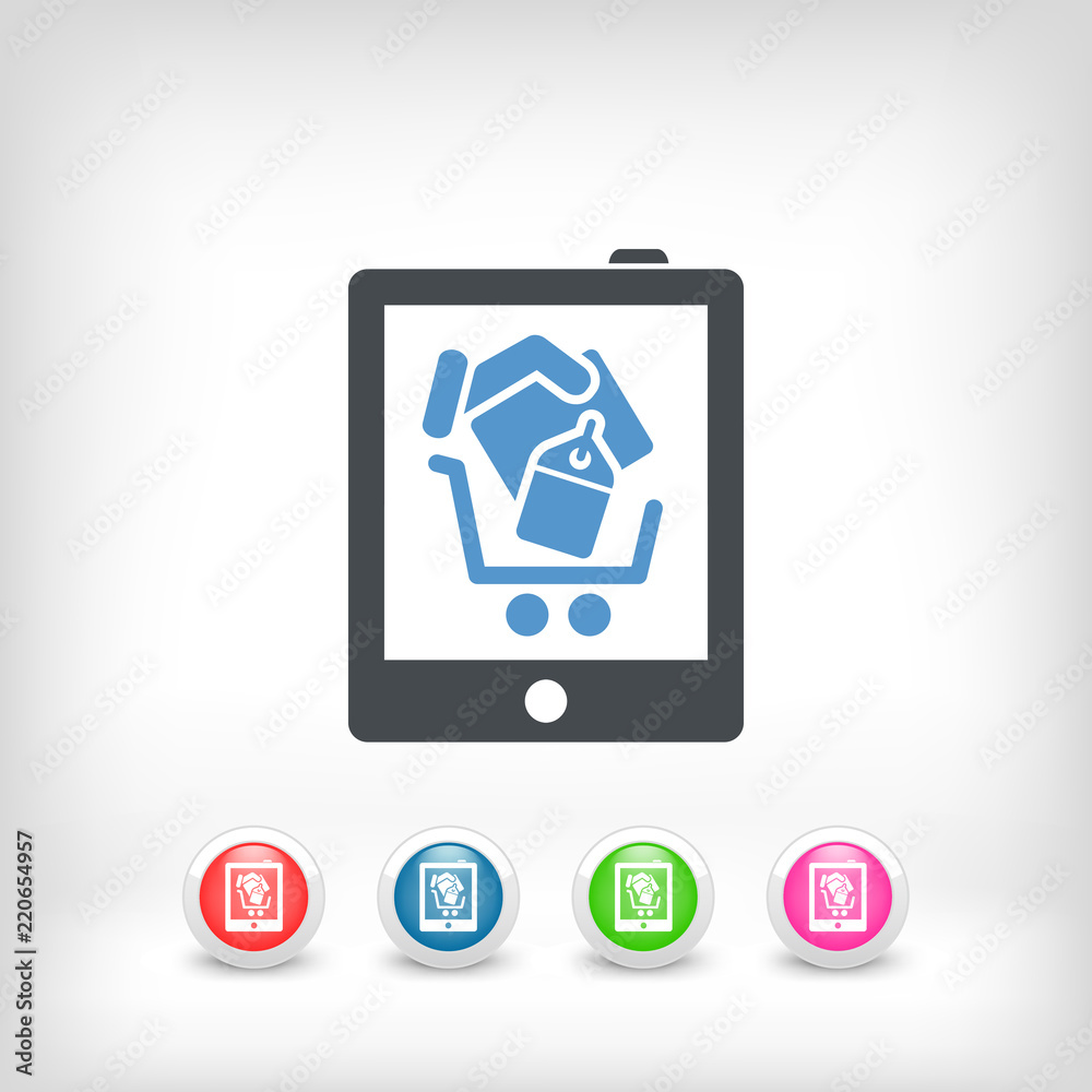 Shopping on tablet icon Shopping on tablet icon