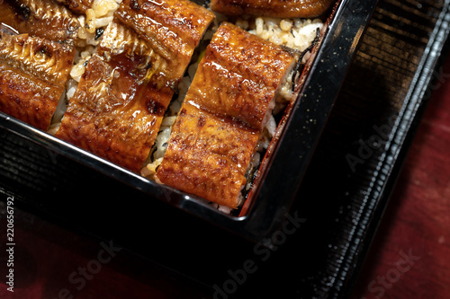 Rice topped with grilled roasted eel  Kabayaki.