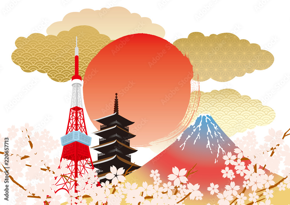 Obraz premium Japonia ilustracja biała