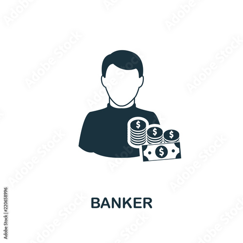 Banker icon. Monochrome style design from professions icon collection. UI. Pixel perfect simple pictogram banker icon. Web design, apps, software, print usage.