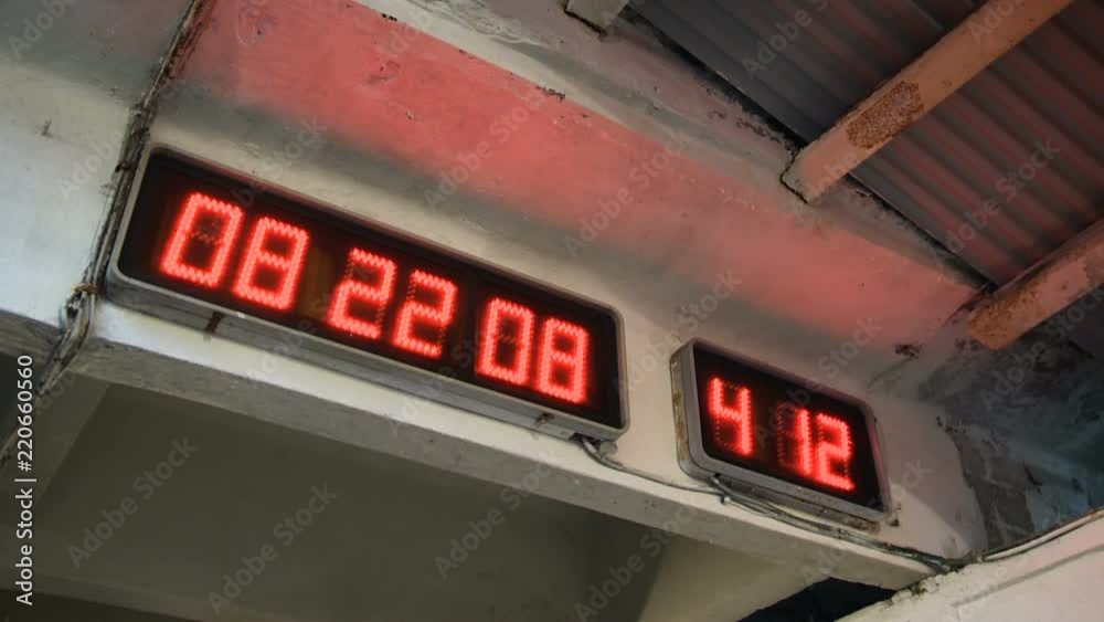 Electronic clock. Electronic clock at the metro station Electronic clock. Electronic clock at the metro station