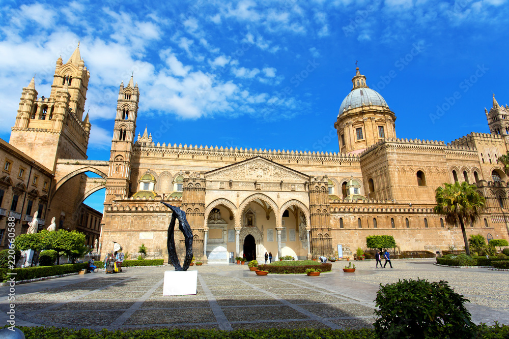 View of the facade of the Cathedral of Palermo