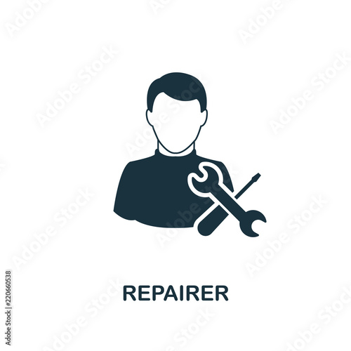 Repairer icon. Monochrome style design from professions icon collection. UI. Pixel perfect simple pictogram repairer icon. Web design, apps, software, print usage.