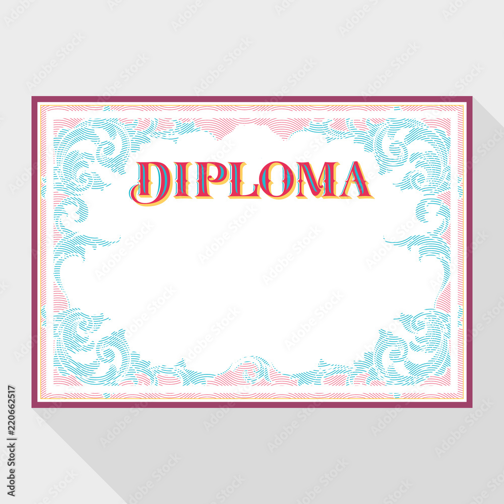 Horizontal diploma design template with an ornament in vintage style, baroque style
