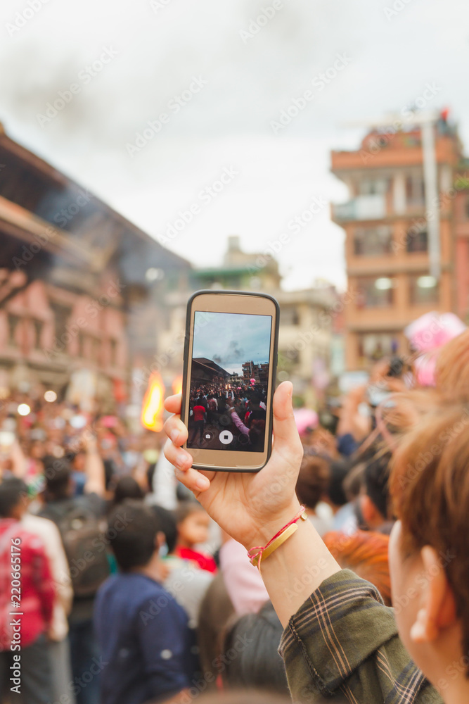Naklejka premium People Taking Photos with Smart Phone
