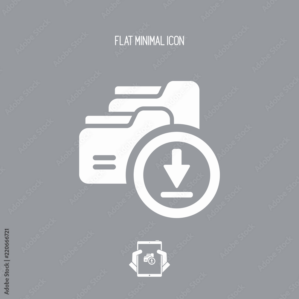 Folders multiple downlad - Flat minimal icon Folders multiple downlad - Flat minimal icon