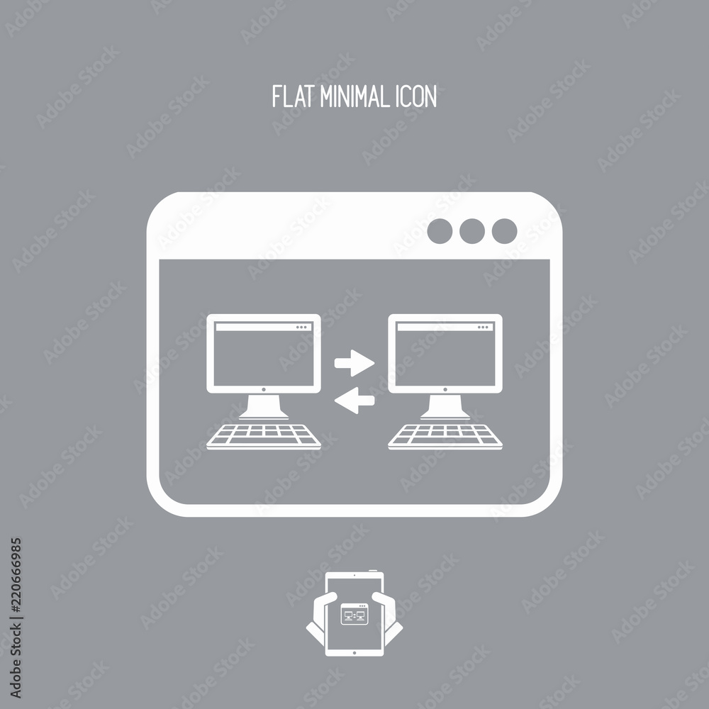 Computer connection - Vector flat minimal icon Computer connection - Vector flat minimal icon