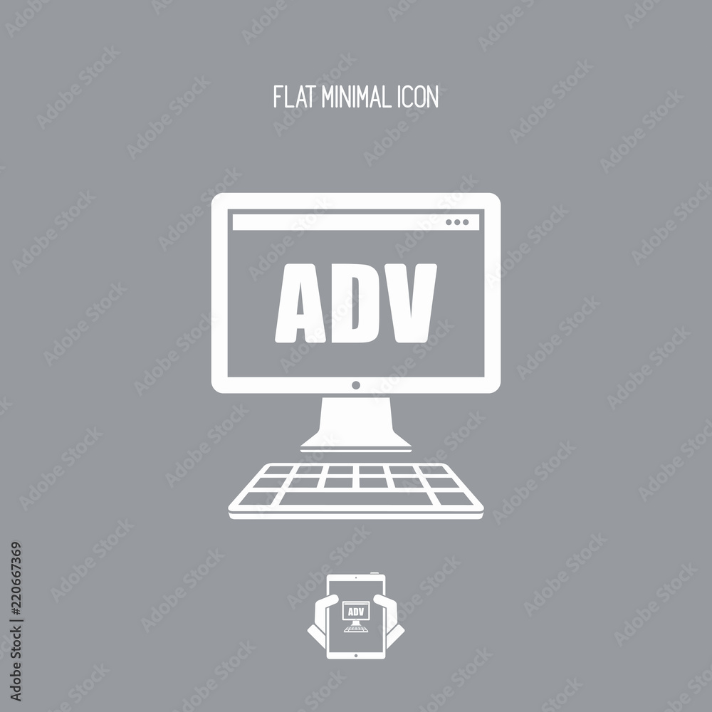 Computer advertising - Vector flat minimal icon Computer advertising - Vector flat minimal icon