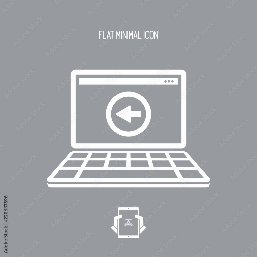 Computer and back symbol - Vector flat minimal icon Computer and back symbol - Vector flat minimal icon