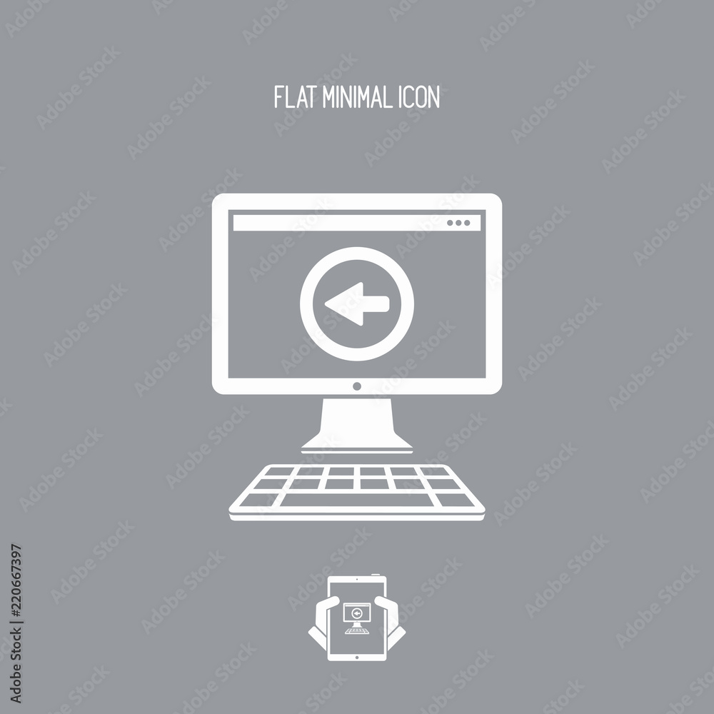 Computer and back symbol - Vector flat minimal icon Computer and back symbol - Vector flat minimal icon