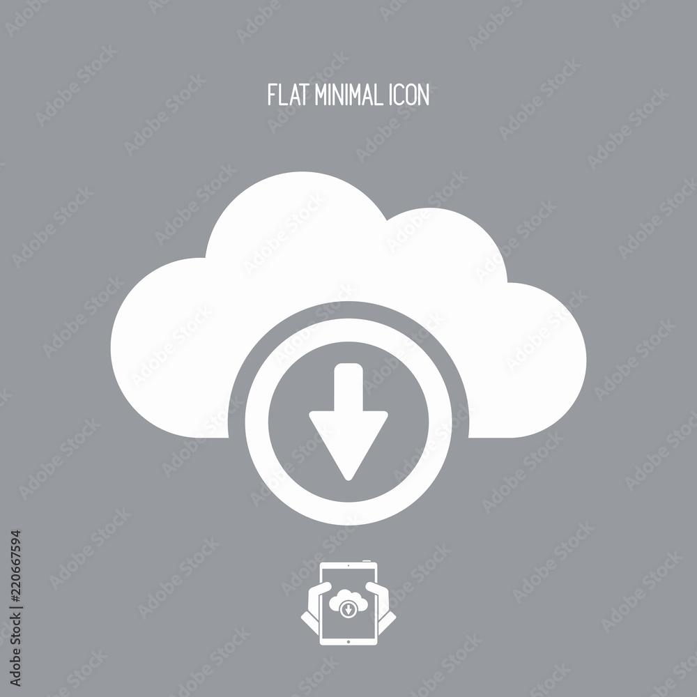 Cloud download - Vector flat minimal icon Cloud download - Vector flat minimal icon
