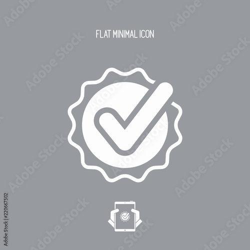 Checkmark on ribbon - Vector flat minimal icon
