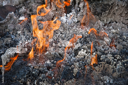Natural combustion of gas on place of the old ozokerite mine.