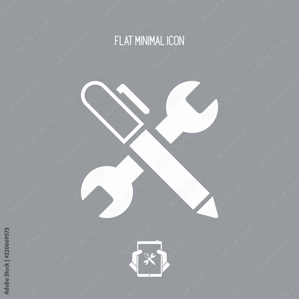 Wrench and pen - Design project - Vector web flat icon Wrench and pen - Design project - Vector web flat icon