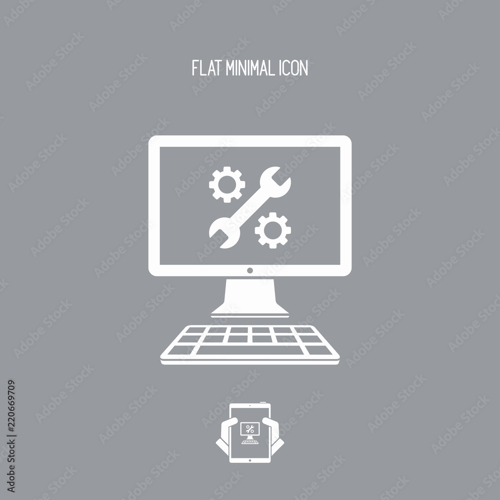Computer setting - Vector flat icon Computer setting - Vector flat icon