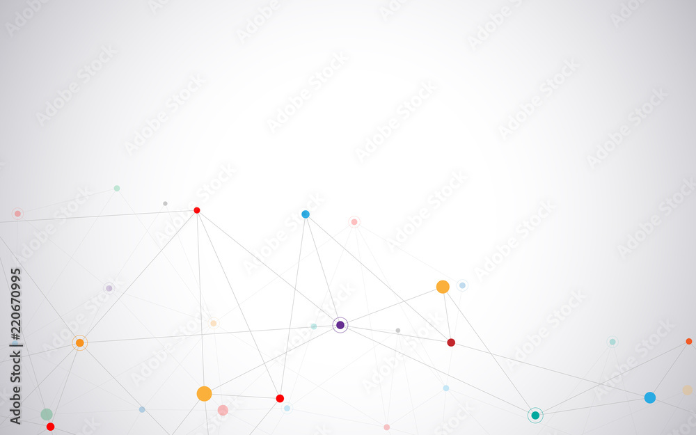 Abstract connecting dots and lines. Connection science and technology background.