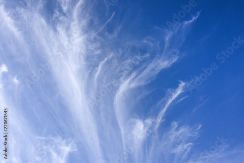 Beautiful white cirrostratus cloud against blue sky