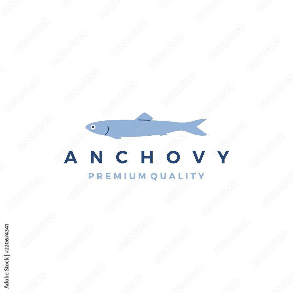 anchovy fish logo vector icon seafood illustration