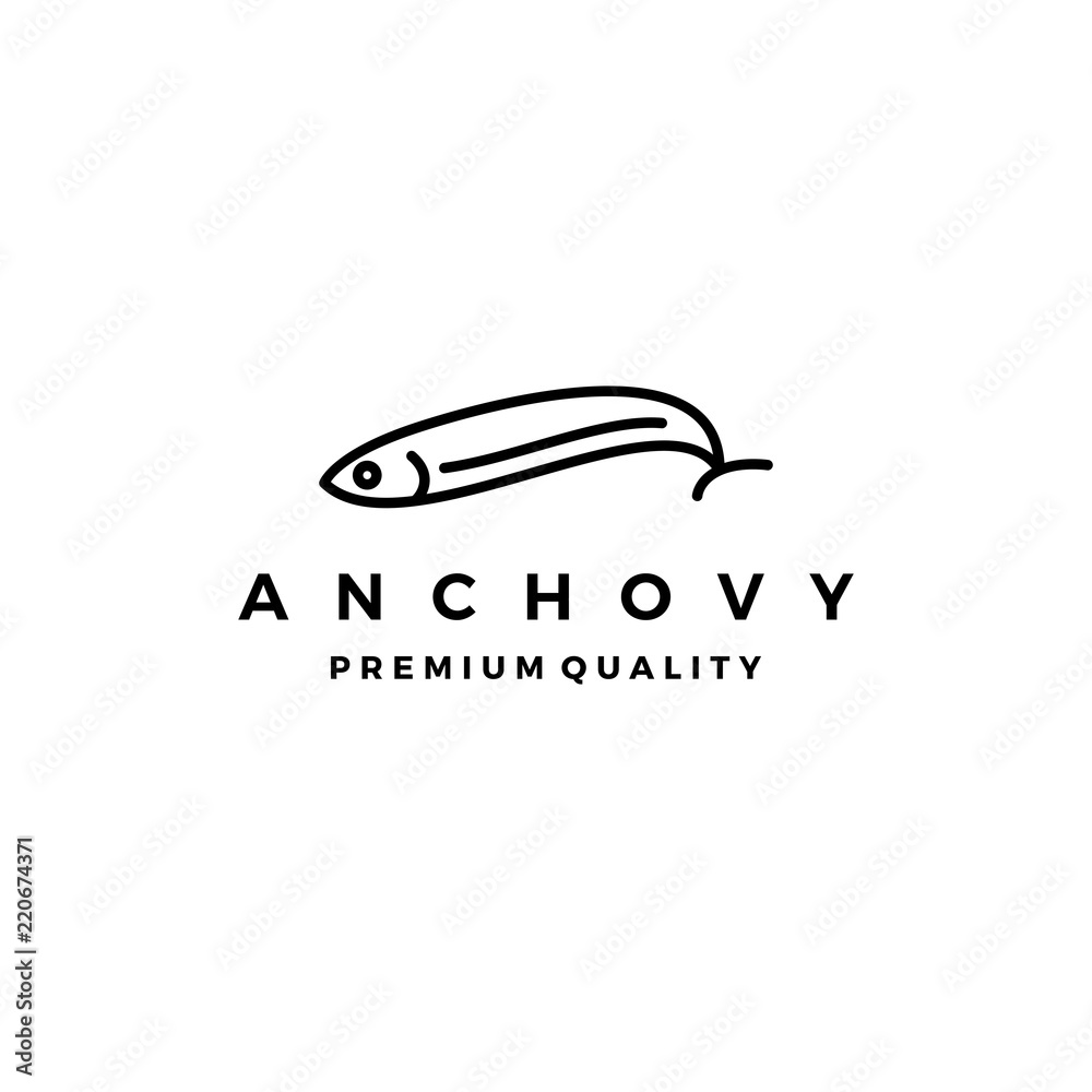 Fototapeta premium anchovy fish logo vector icon seafood illustration