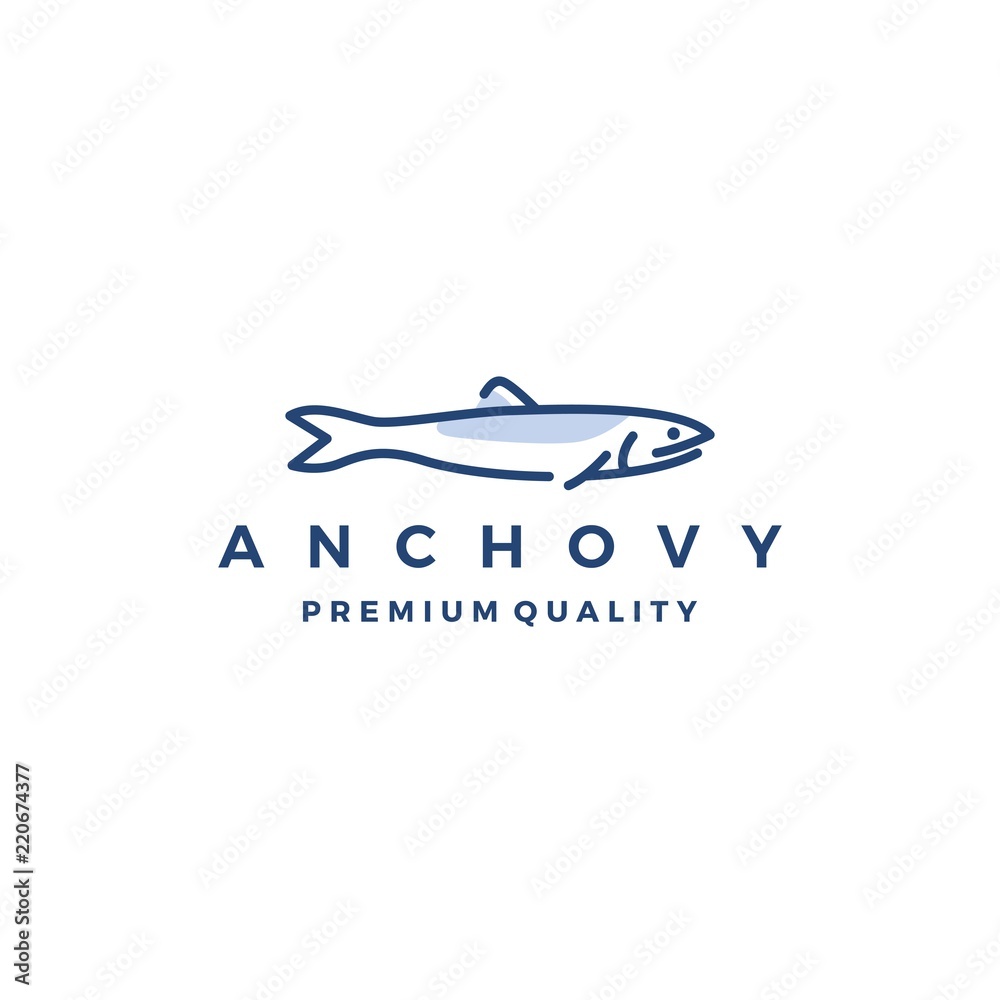 anchovy fish logo vector icon seafood illustration anchovy fish logo vector icon seafood illustration
