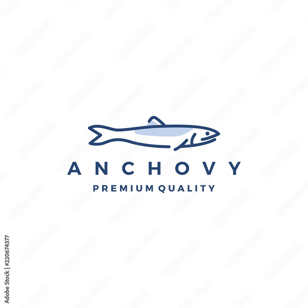 anchovy fish logo vector icon seafood illustration