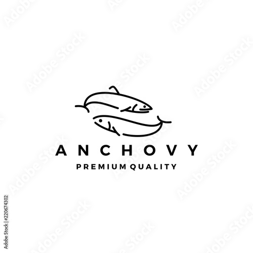 anchovy fish logo vector icon seafood illustration