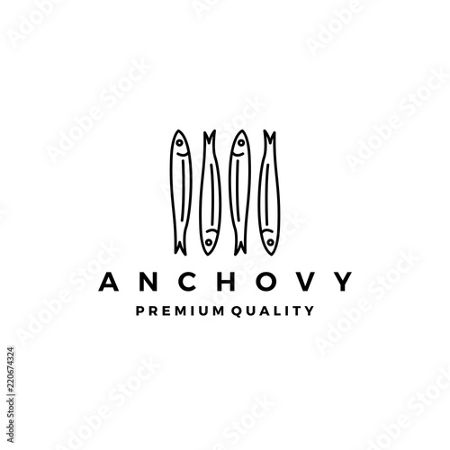 anchovy fish logo vector icon seafood illustration photo