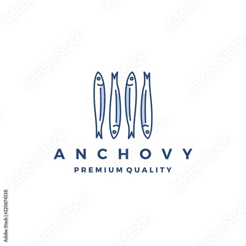 anchovy fish logo vector icon seafood illustration