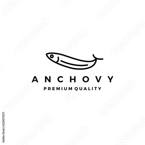 anchovy fish logo vector icon seafood illustration