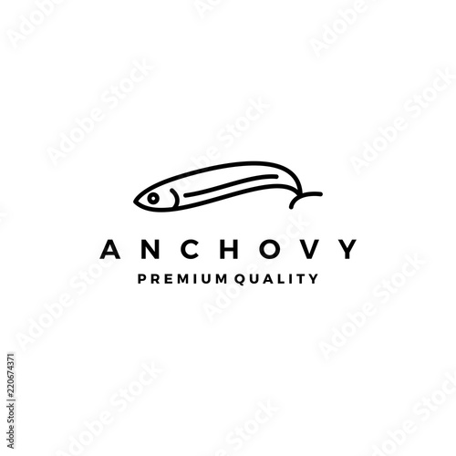 anchovy fish logo vector icon seafood illustration