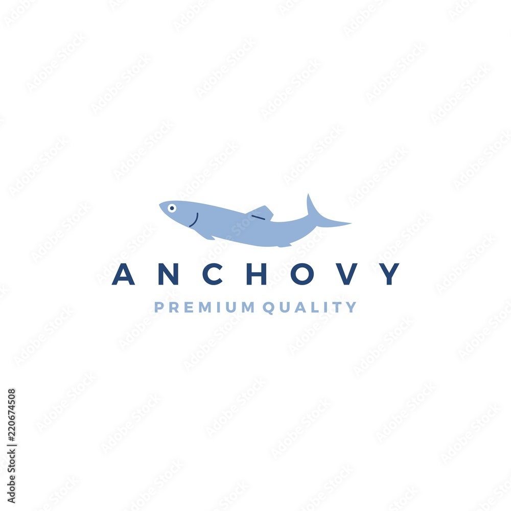 anchovy fish logo vector icon seafood illustration