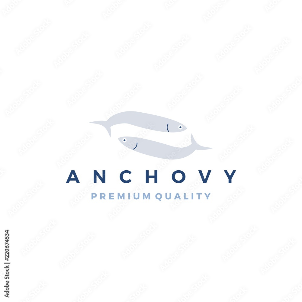 anchovy fish logo vector icon seafood illustration anchovy fish logo vector icon seafood illustration