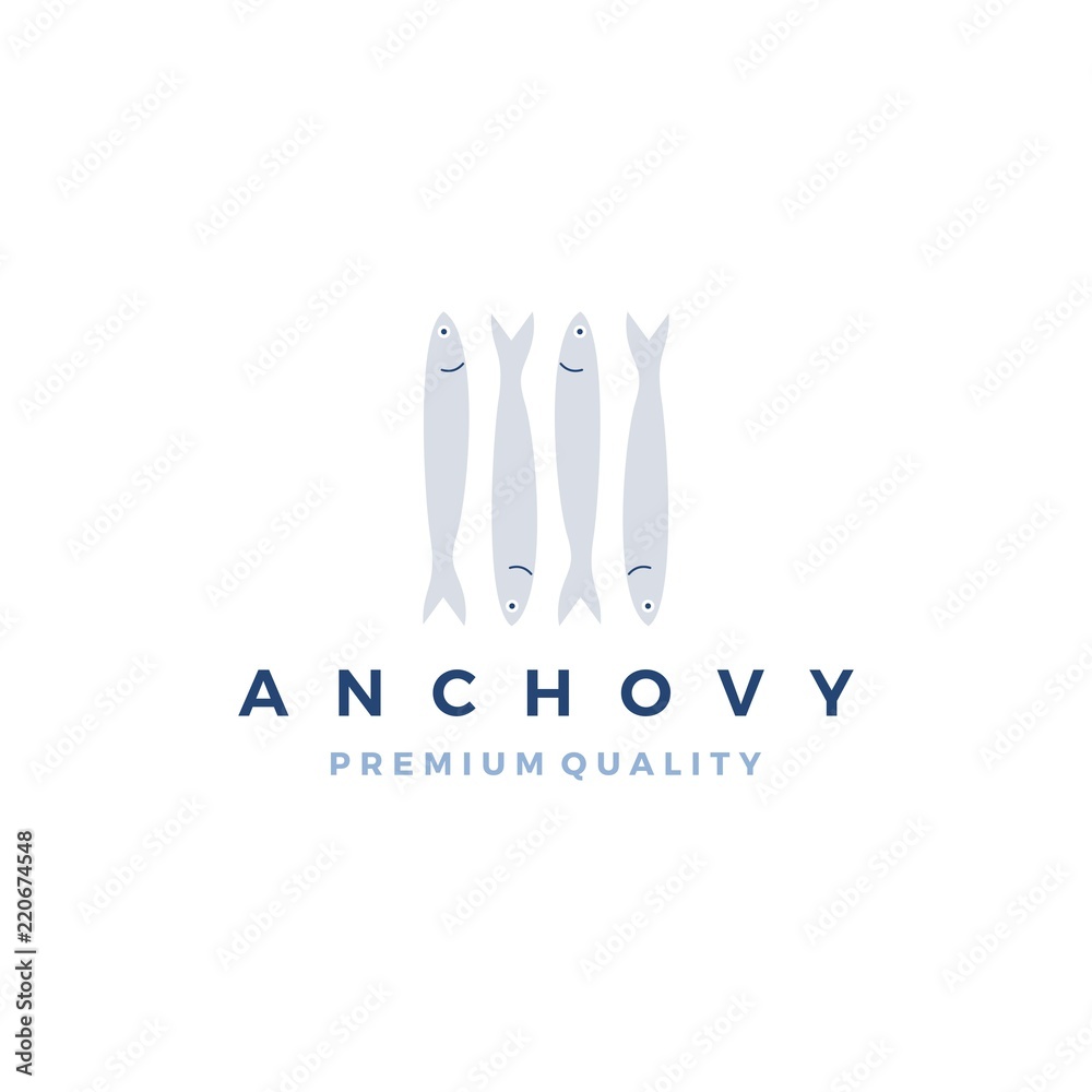 anchovy fish logo vector icon seafood illustration anchovy fish logo vector icon seafood illustration
