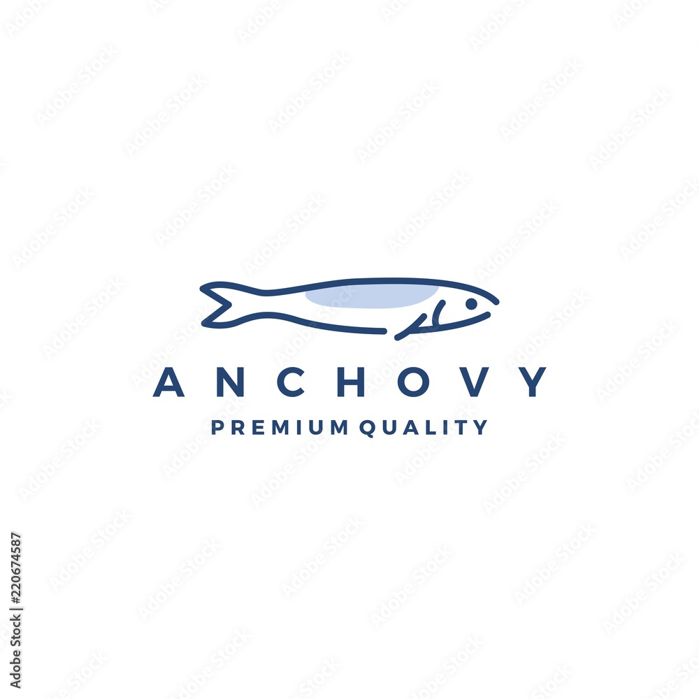 anchovy fish logo vector icon seafood illustration anchovy fish logo vector icon seafood illustration