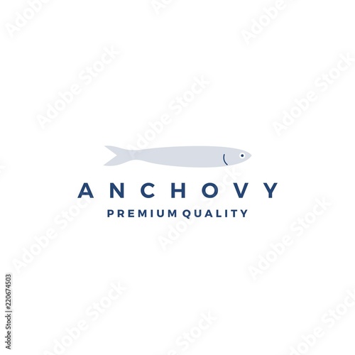 anchovy fish logo vector icon seafood illustration