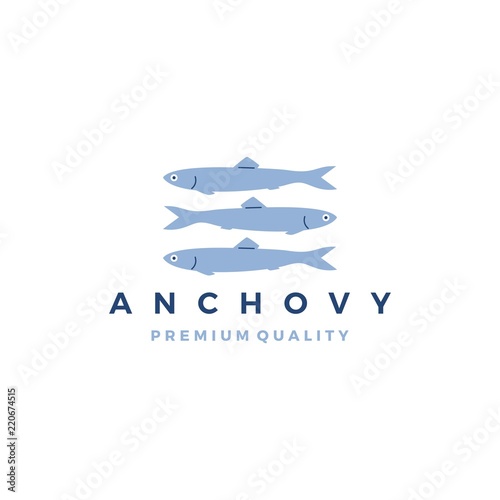 anchovy fish logo vector icon seafood illustration
