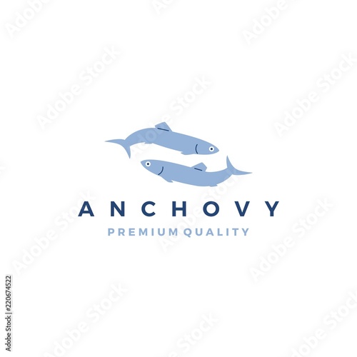 anchovy fish logo vector icon seafood illustration
