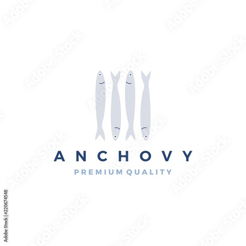 anchovy fish logo vector icon seafood illustration