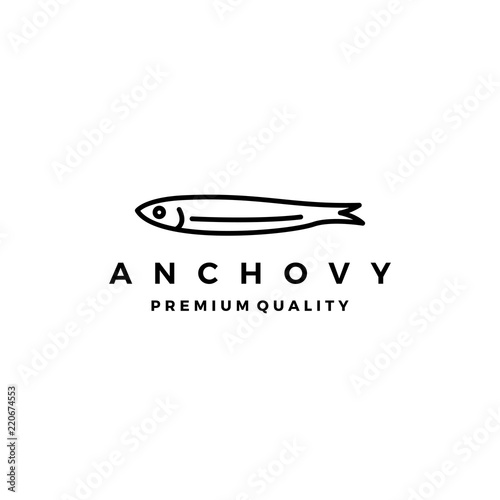 anchovy fish logo vector icon seafood illustration