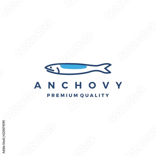 anchovy fish logo vector icon seafood illustration