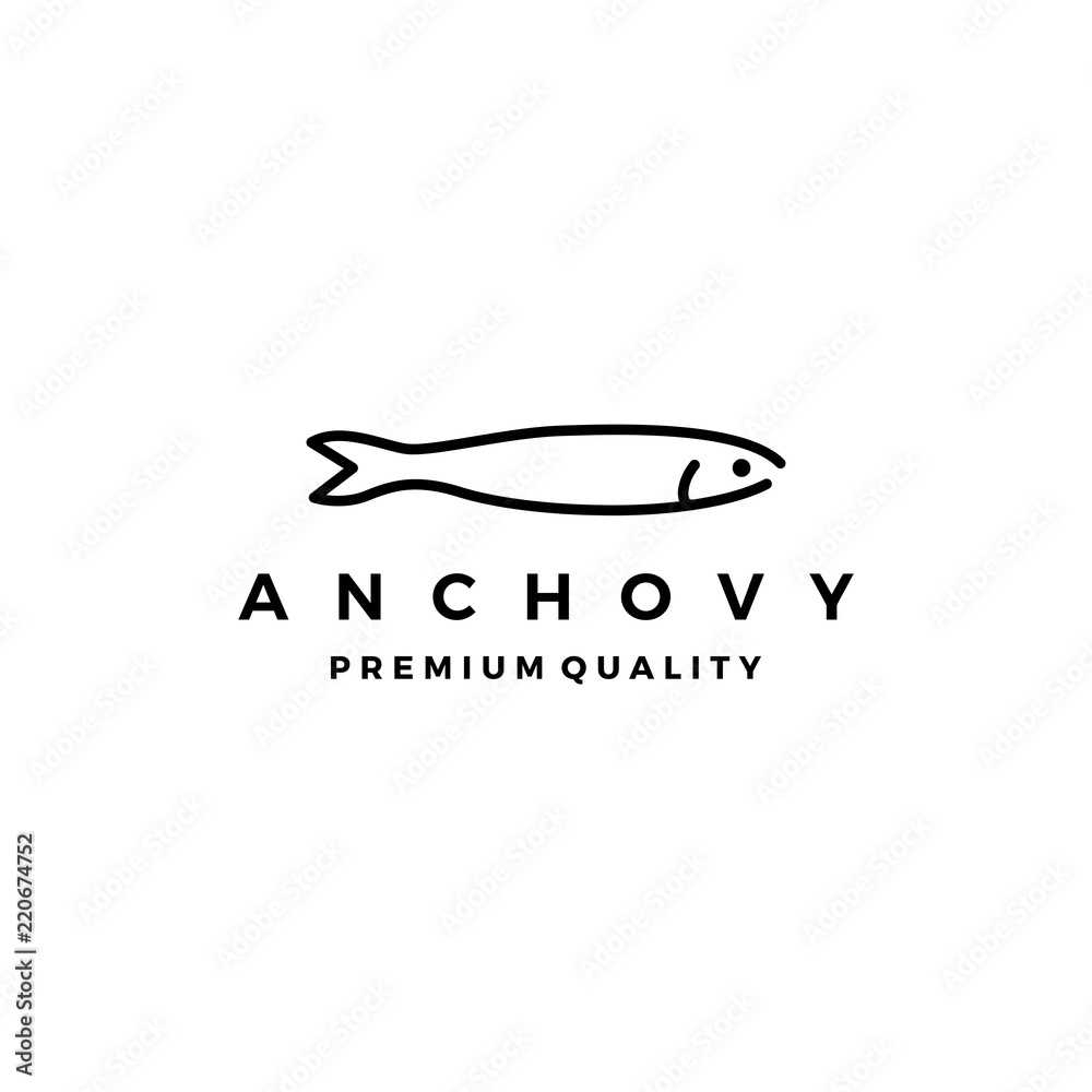 anchovy fish logo vector icon seafood illustration anchovy fish logo vector icon seafood illustration
