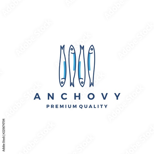 anchovy fish logo vector icon seafood illustration