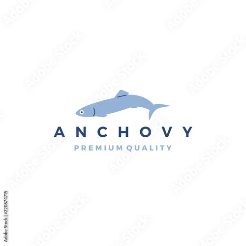 anchovy fish logo vector icon seafood illustration