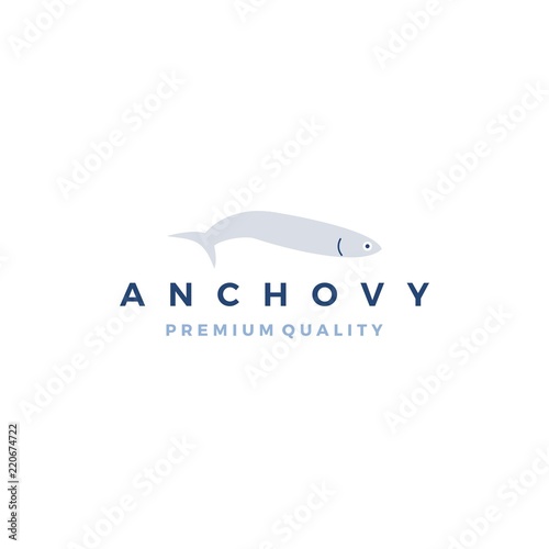 anchovy fish logo vector icon seafood illustration