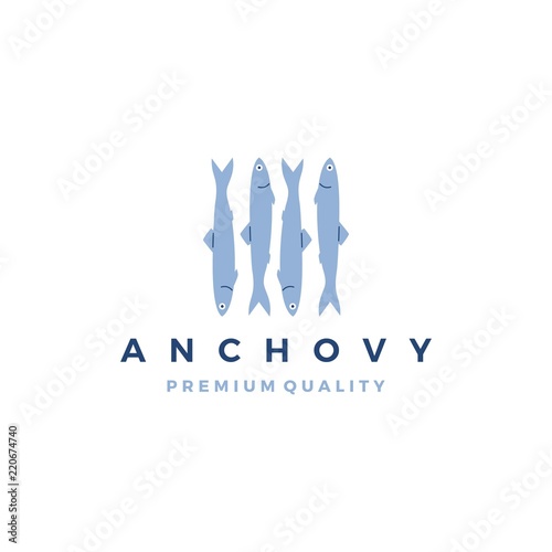 anchovy fish logo vector icon seafood illustration